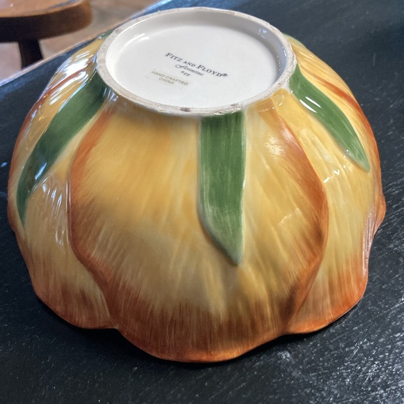 Orange Ceramic Flower Bowl - Picture 5 of 5